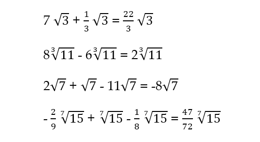 Ejemplos de adición y sustracción de números racionales