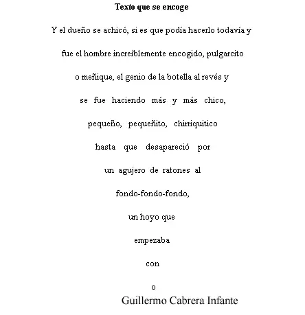 Texto que se encoge – Guillermo Cabrera Infante