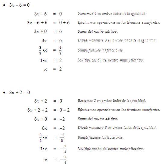 Ejemplo solución de ecuaciones