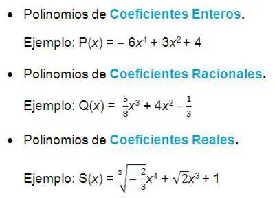 conjunto numérico del polinomio