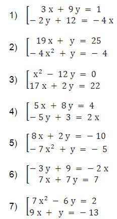 Ejemplos de sistemas de ecuaciones