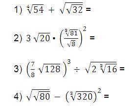 Ejercicios combinados de operaciones con radicales