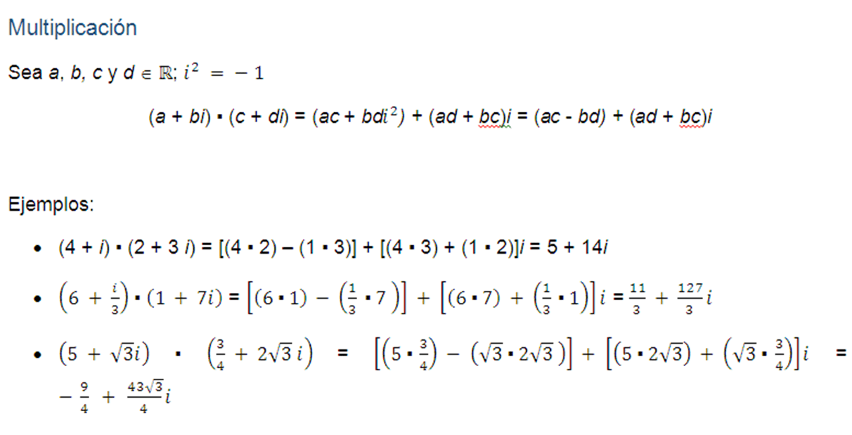 Operaciones con números complejos como un vector-1