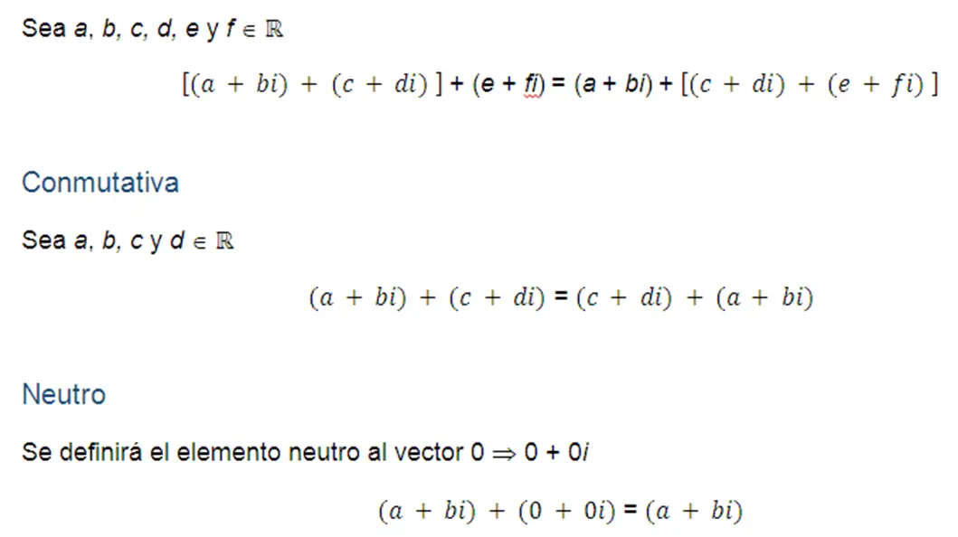 Operaciones con números complejos como un vector