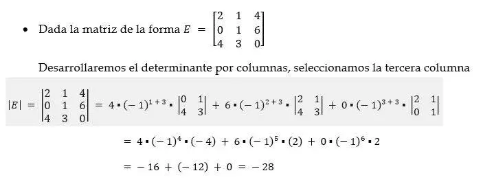 Calcular determinante de una matriz cuadrada 3x3 ejemplo 2