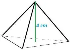 Pirámide base triangular altura 4 cm
