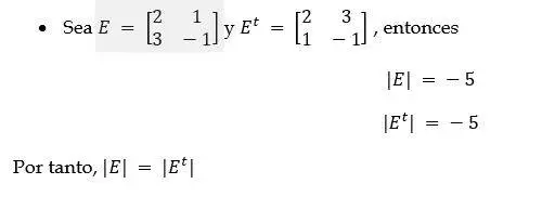 Propiedades de los determinantes de una matriz ejemplo 4