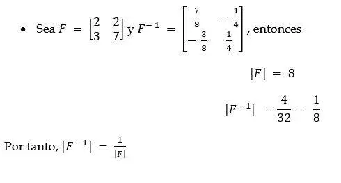 Propiedades de los determinantes de una matriz ejemplo 5