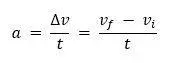 Fórmula para el cálculo de la aceleración