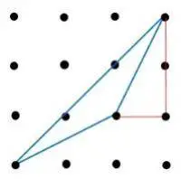 Calcular la longitud de cada uno de los lados del triángulo azul usando Pitágoras 2