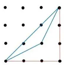 Calcular la longitud de cada uno de los lados del triángulo azul usando Pitágoras