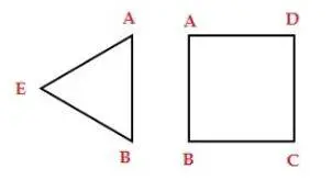 Establecer la relación entre los lados del triángulo ABE y el cuadrado ADCB