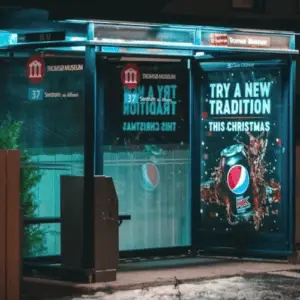 Publicidad de Pepsi en una parada de autobús